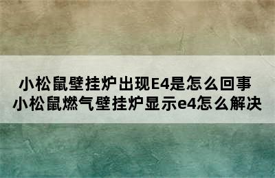 小松鼠壁挂炉出现E4是怎么回事 小松鼠燃气壁挂炉显示e4怎么解决